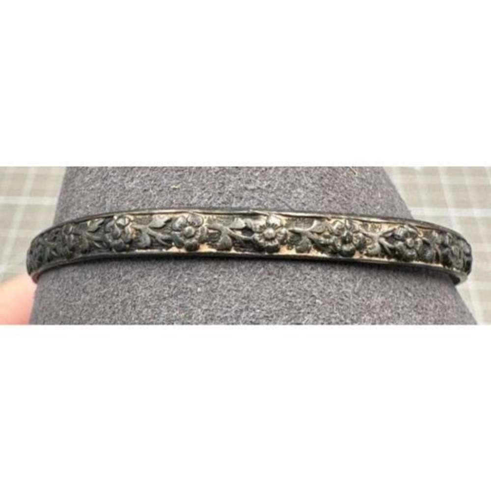 Antique Coin Silver Child's Bracelet Floral Bangle XRF Confirmed 5.75